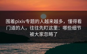 围着pixiv专题的人越来越多，懂得看门道的人，往往先盯这里：哪些细节被大家忽略了