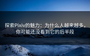 探索Pixiv的魅力：为什么人越来越多，你可能还没看到它的后半段