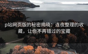 p站网页版的秘密揭晓：连夜整理的收藏，让你不再错过的宝藏