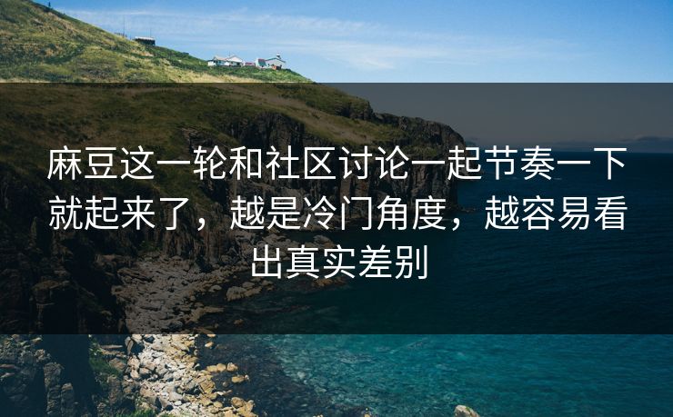麻豆这一轮和社区讨论一起节奏一下就起来了，越是冷门角度，越容易看出真实差别